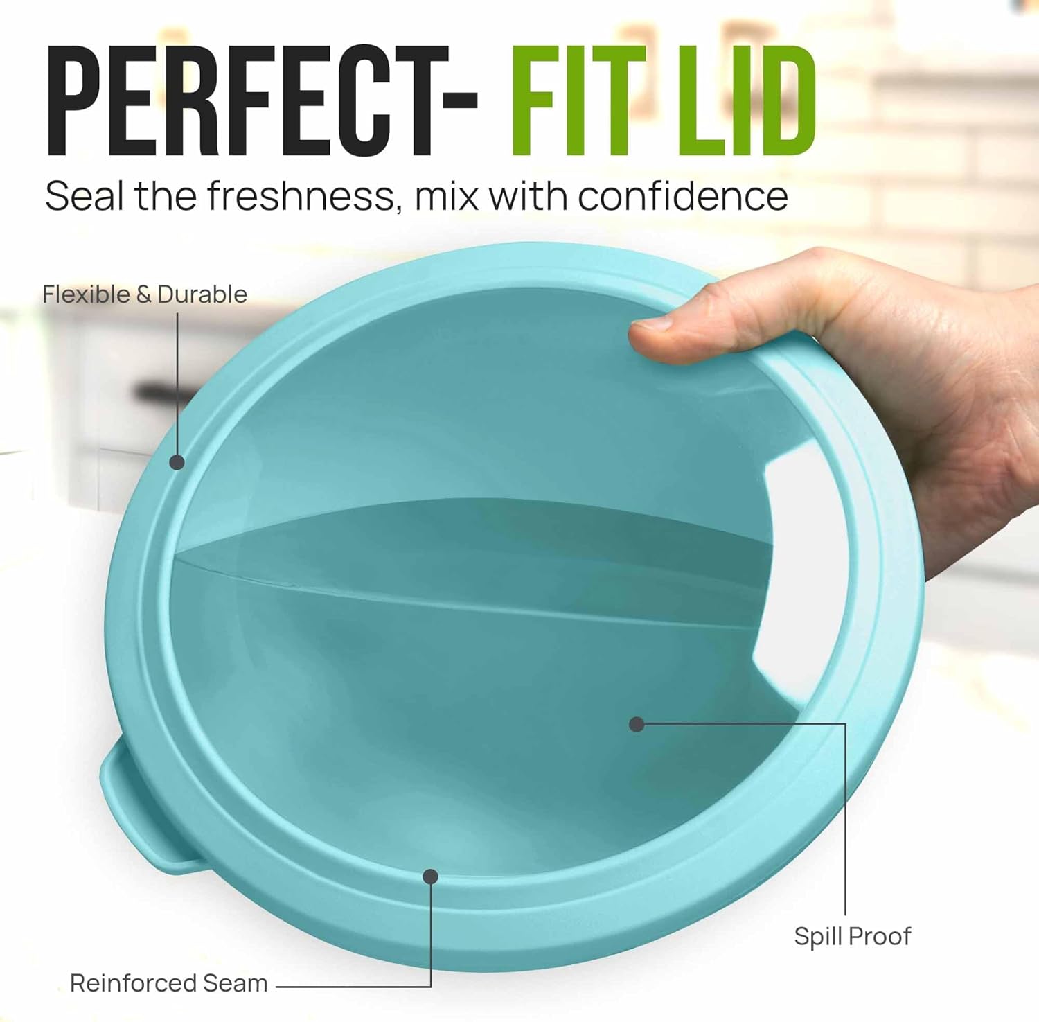 12 Piece Plastic Mixing Bowls with Lids Set - Leak-Proof Microwave & Freezer Safe Stackable Mixing Bowl Set for Preparing, Serving and Storing - Non-Slip Large Nesting Bowls (Blue Ombre)