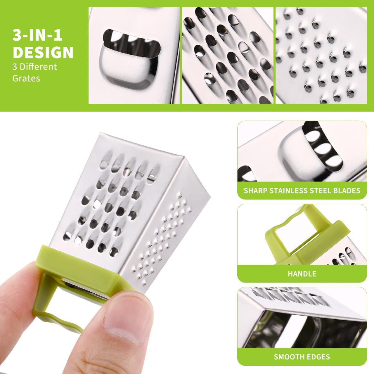 12 Pack Mini Cheese Grater Stainless Steel Box Grater with Handle Handheld Fruit and Vegetable Cutter Small Kitchen Gadget for Garlic Ginger and Cheese 2.63 X 1.45 X 4.25 in