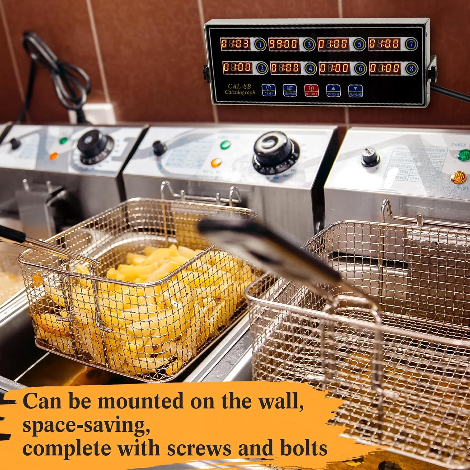 1 Pack 8 Channel Kitchen Timers for Cooking, Commercial Digital Kitchen Timer with Loud Alarm, Large LCD Display, Restaurant Fryer, Chef, Baking Supplies
