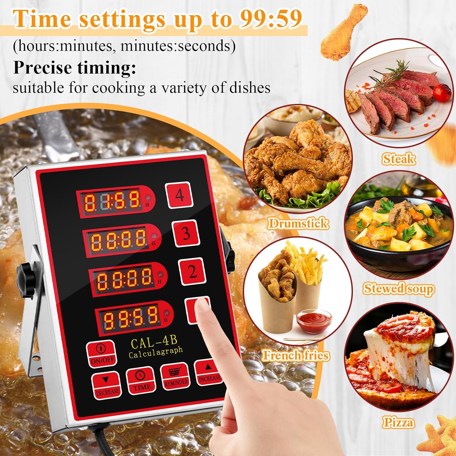 1 Pack 8 Channel Kitchen Timers for Cooking, Commercial Digital Kitchen Timer with Loud Alarm, Large LCD Display, Restaurant Fryer, Chef, Baking Supplies