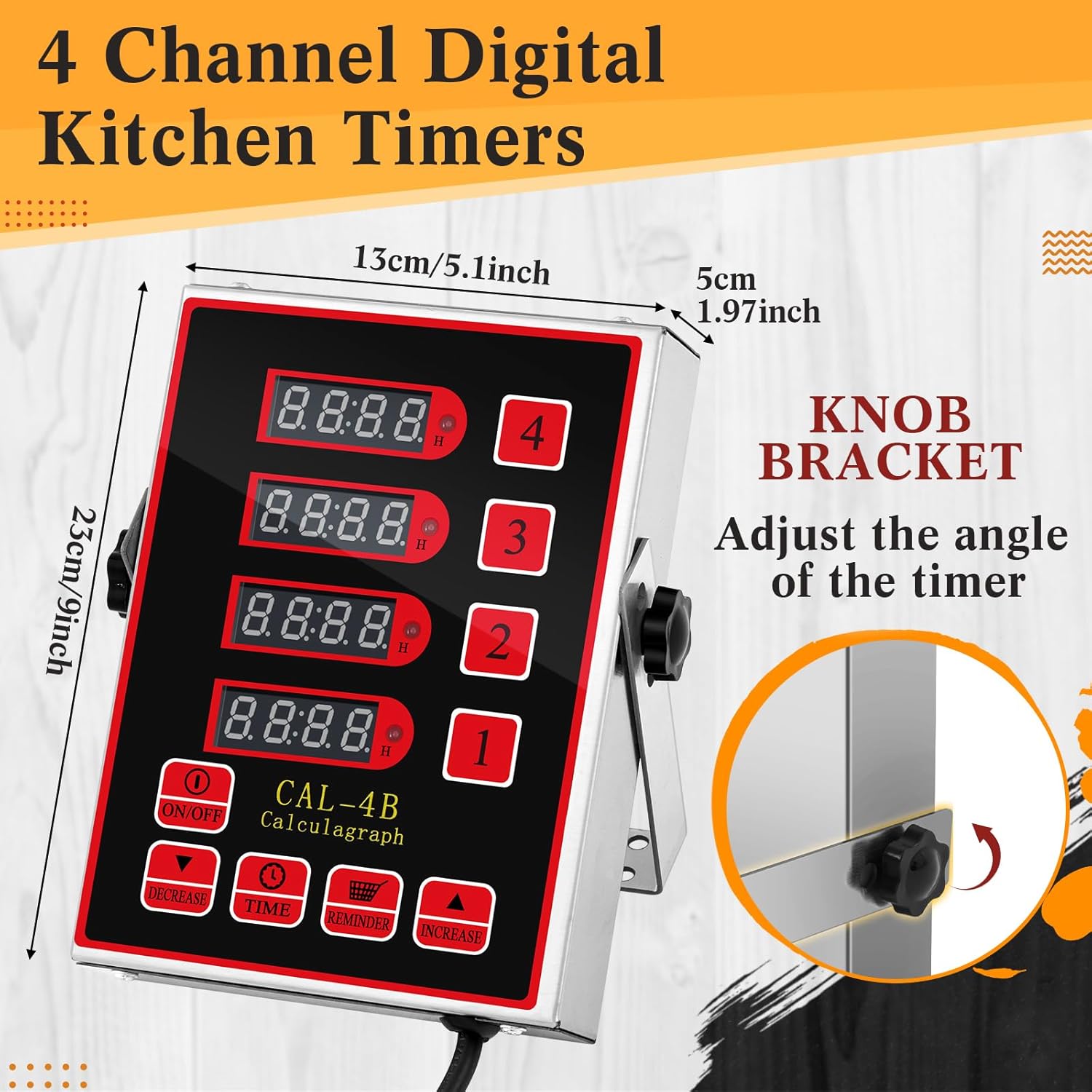 1 Pack 8 Channel Kitchen Timers for Cooking, Commercial Digital Kitchen Timer with Loud Alarm, Large LCD Display, Restaurant Fryer, Chef, Baking Supplies