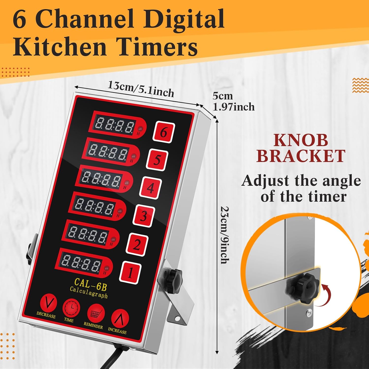 1 Pack 8 Channel Kitchen Timers for Cooking, Commercial Digital Kitchen Timer with Loud Alarm, Large LCD Display, Restaurant Fryer, Chef, Baking Supplies