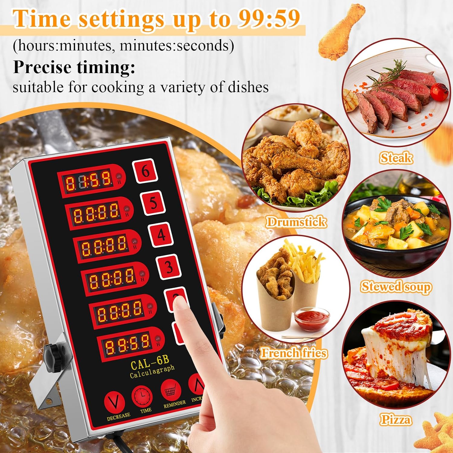 1 Pack 8 Channel Kitchen Timers for Cooking, Commercial Digital Kitchen Timer with Loud Alarm, Large LCD Display, Restaurant Fryer, Chef, Baking Supplies
