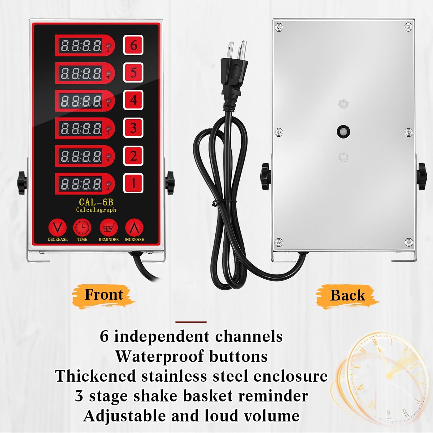 1 Pack 8 Channel Kitchen Timers for Cooking, Commercial Digital Kitchen Timer with Loud Alarm, Large LCD Display, Restaurant Fryer, Chef, Baking Supplies