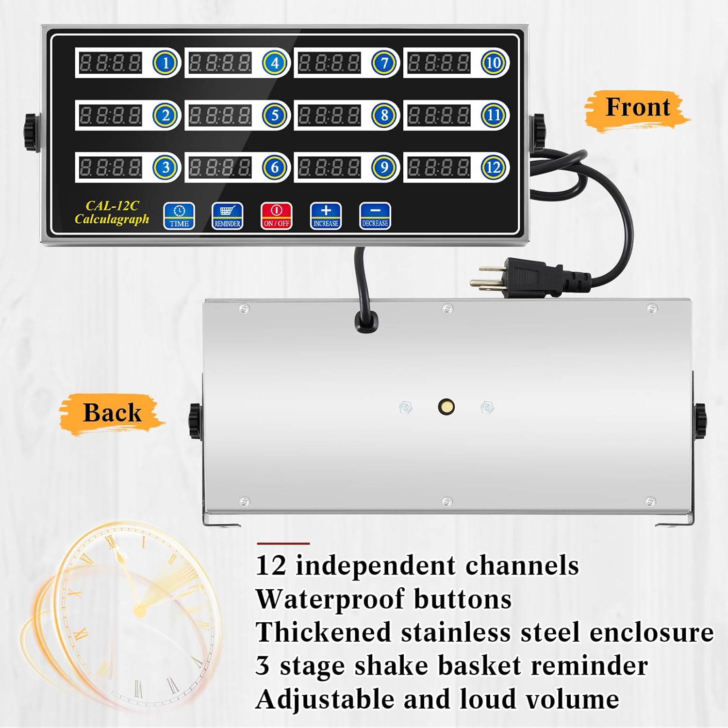 1 Pack 8 Channel Kitchen Timers for Cooking, Commercial Digital Kitchen Timer with Loud Alarm, Large LCD Display, Restaurant Fryer, Chef, Baking Supplies
