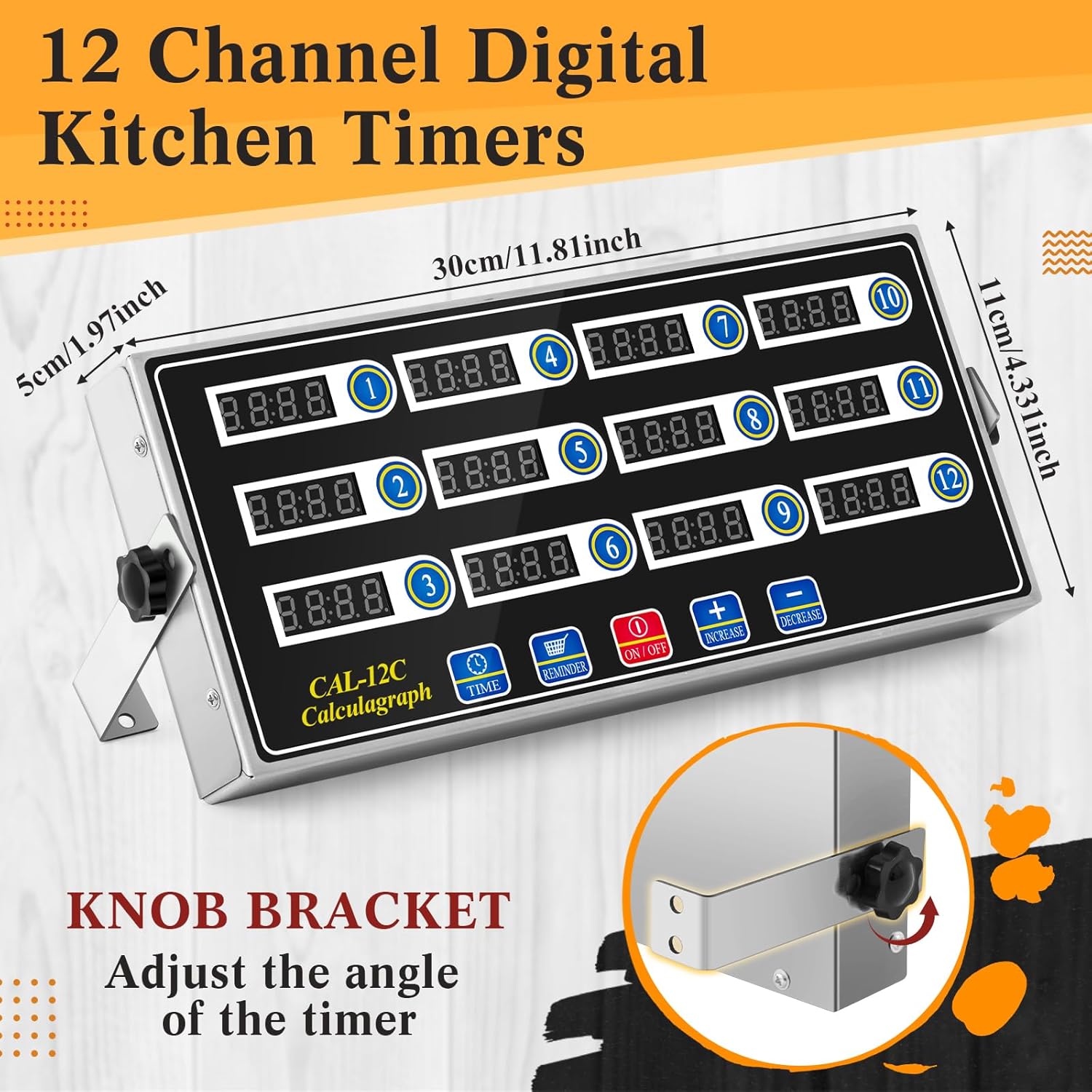 1 Pack 8 Channel Kitchen Timers for Cooking, Commercial Digital Kitchen Timer with Loud Alarm, Large LCD Display, Restaurant Fryer, Chef, Baking Supplies