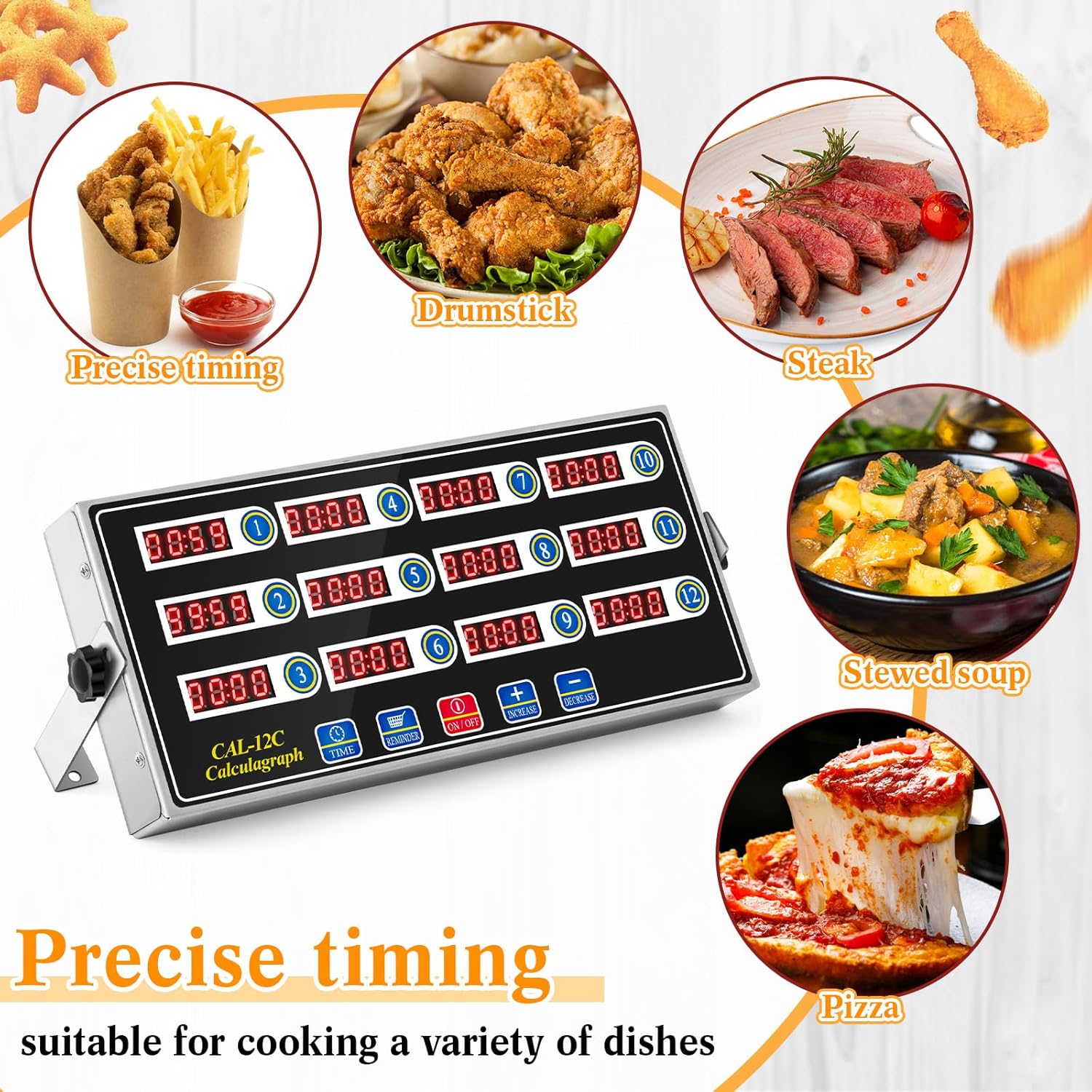 1 Pack 8 Channel Kitchen Timers for Cooking, Commercial Digital Kitchen Timer with Loud Alarm, Large LCD Display, Restaurant Fryer, Chef, Baking Supplies