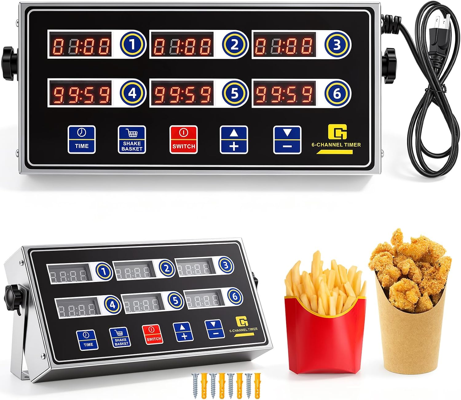 1 Pack 8 Channel Kitchen Timers for Cooking, Commercial Digital Kitchen Timer with Loud Alarm, Large LCD Display, Restaurant Fryer, Chef, Baking Supplies