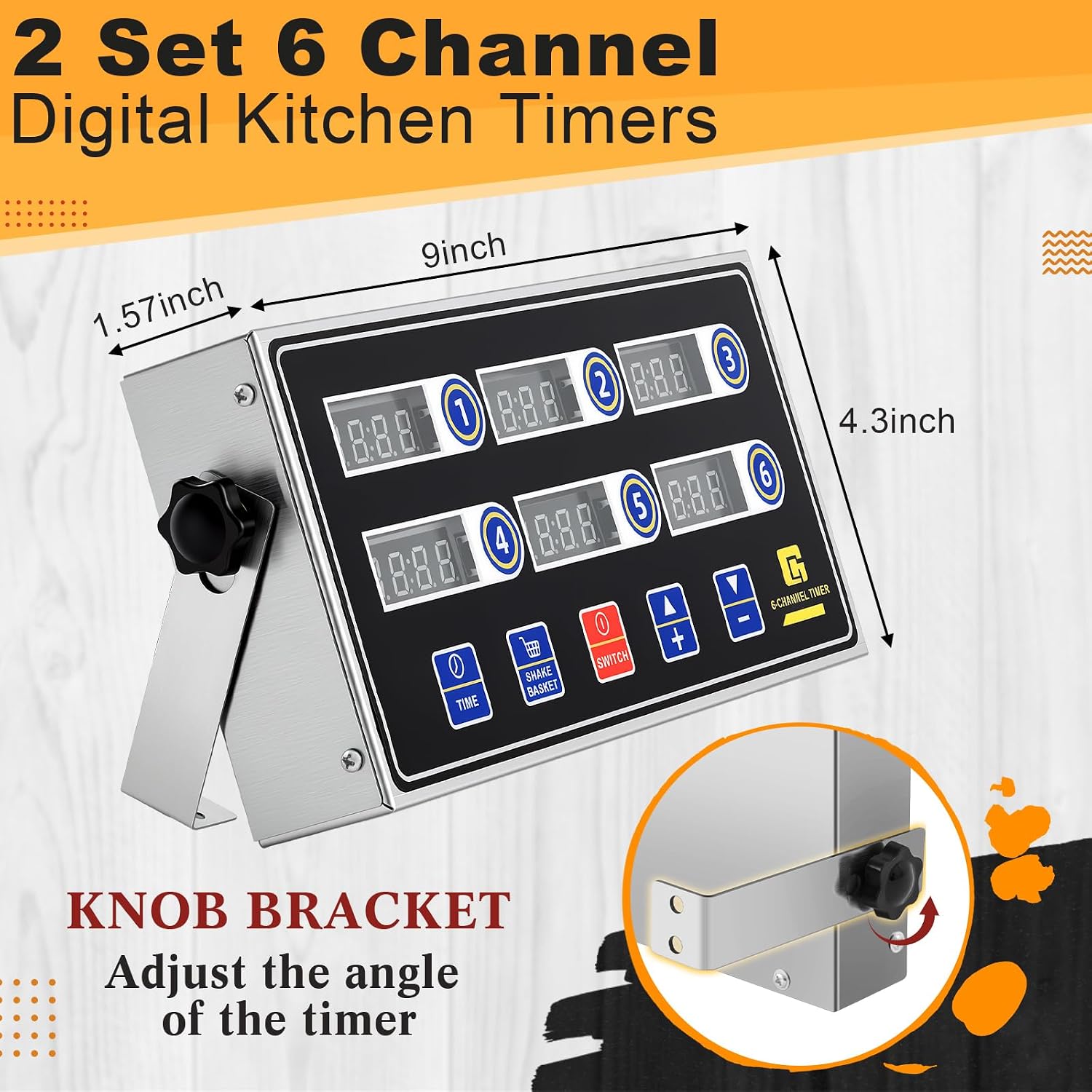 1 Pack 8 Channel Kitchen Timers for Cooking, Commercial Digital Kitchen Timer with Loud Alarm, Large LCD Display, Restaurant Fryer, Chef, Baking Supplies