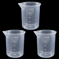 100ml/3.4oz Plastic Graduated Beaker, 3 Pack, Transparent | PP Material, Measuring Cup, Mixing Cup, For Kitchen Lab