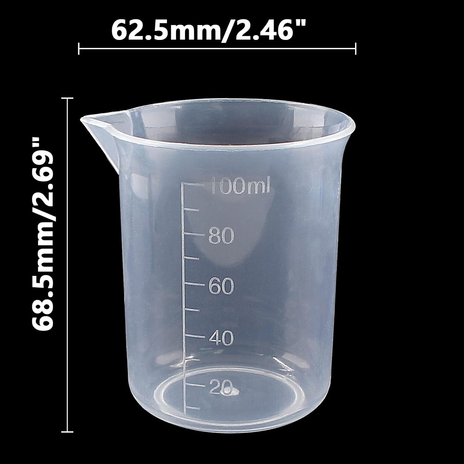 100ml/3.4oz Plastic Graduated Beaker, 3 Pack, Transparent | PP Material, Measuring Cup, Mixing Cup, For Kitchen Lab