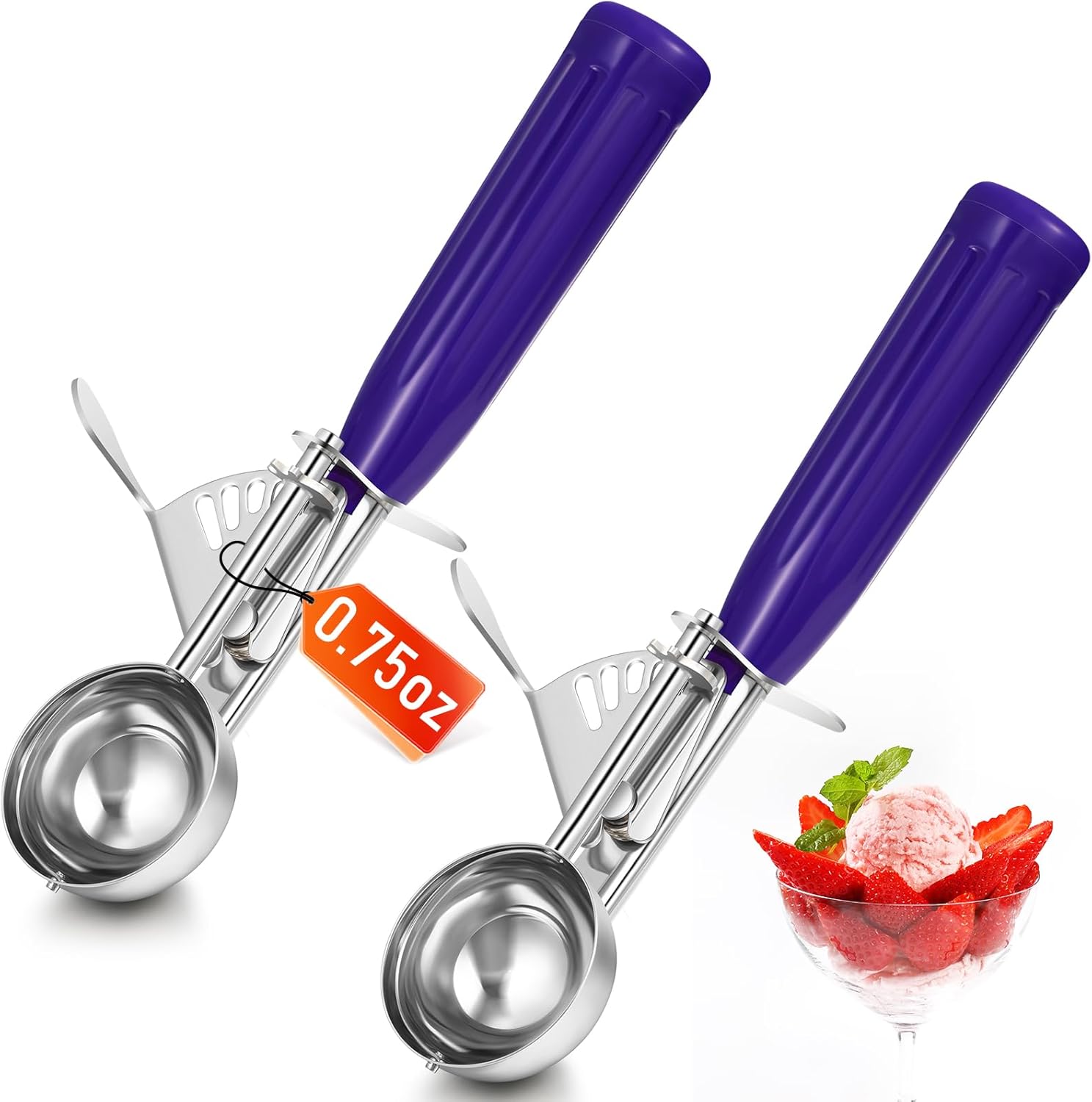 1 Pcs Release Cookie Scoops Ice Cream Scooper with Trigger Release Portion Scoop Stainless Steel for Portion Control, Baking Food, Cookie Dough (8 oz,Ivory)