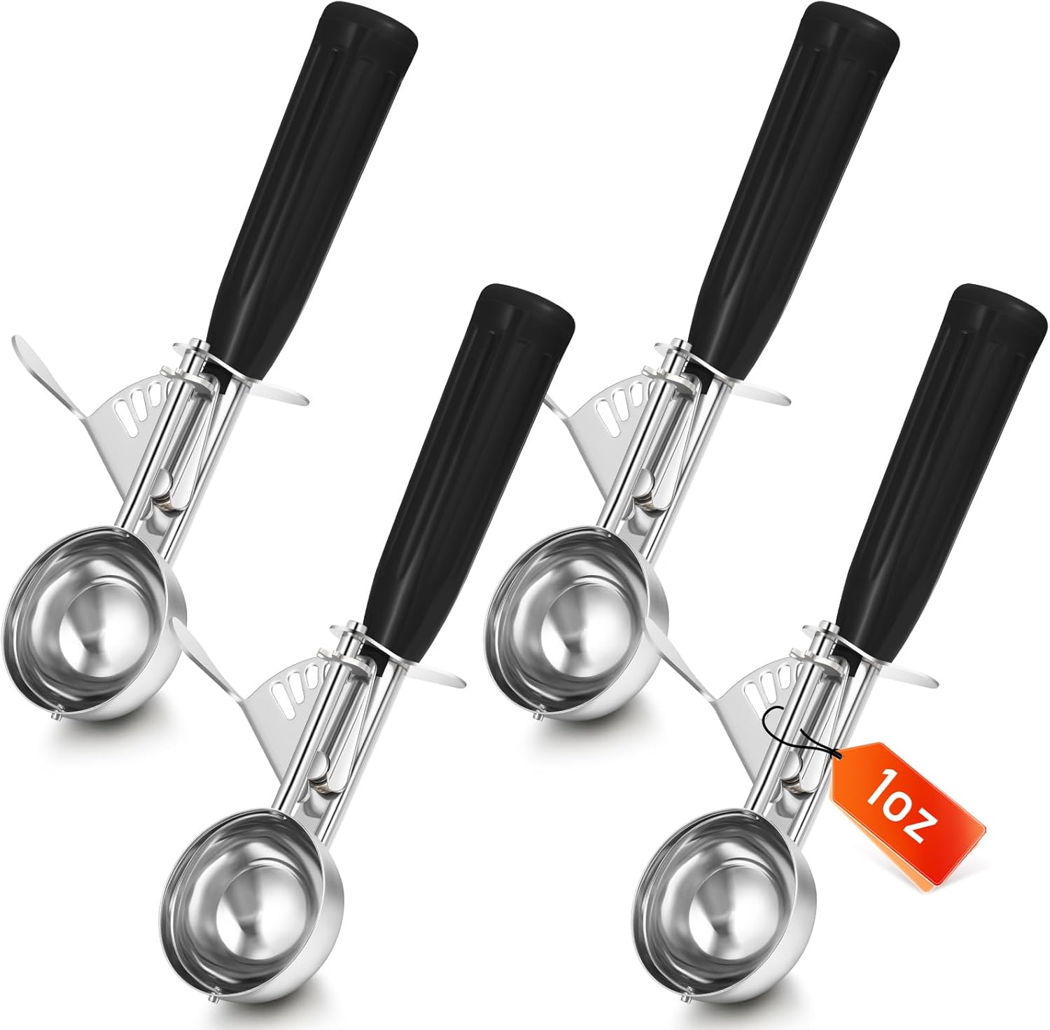 1 Pcs Release Cookie Scoops Ice Cream Scooper with Trigger Release Portion Scoop Stainless Steel for Portion Control, Baking Food, Cookie Dough (8 oz,Ivory)
