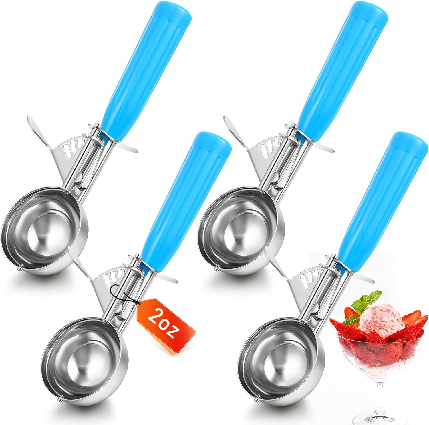 1 Pcs Release Cookie Scoops Ice Cream Scooper with Trigger Release Portion Scoop Stainless Steel for Portion Control, Baking Food, Cookie Dough (8 oz,Ivory)