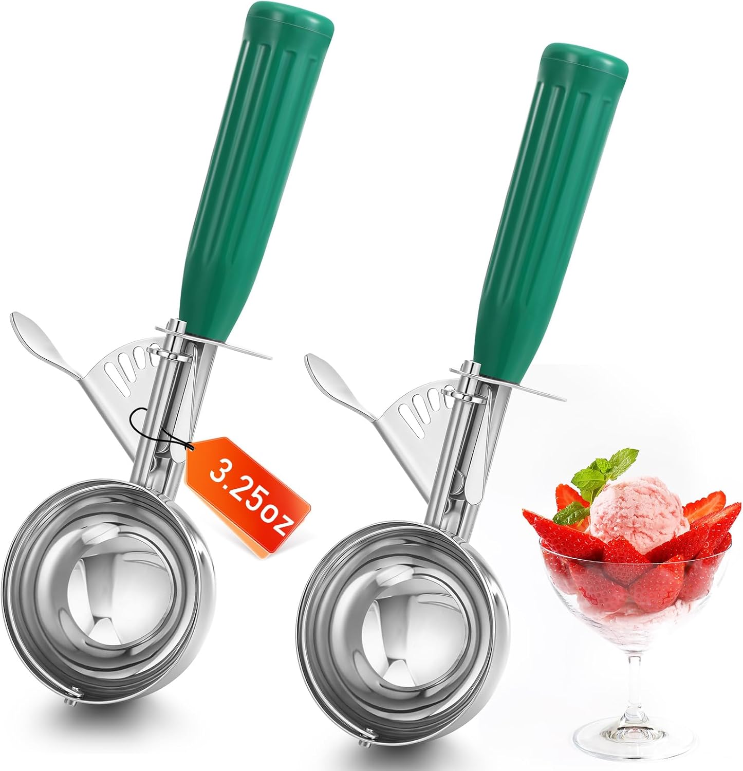1 Pcs Release Cookie Scoops Ice Cream Scooper with Trigger Release Portion Scoop Stainless Steel for Portion Control, Baking Food, Cookie Dough (8 oz,Ivory)