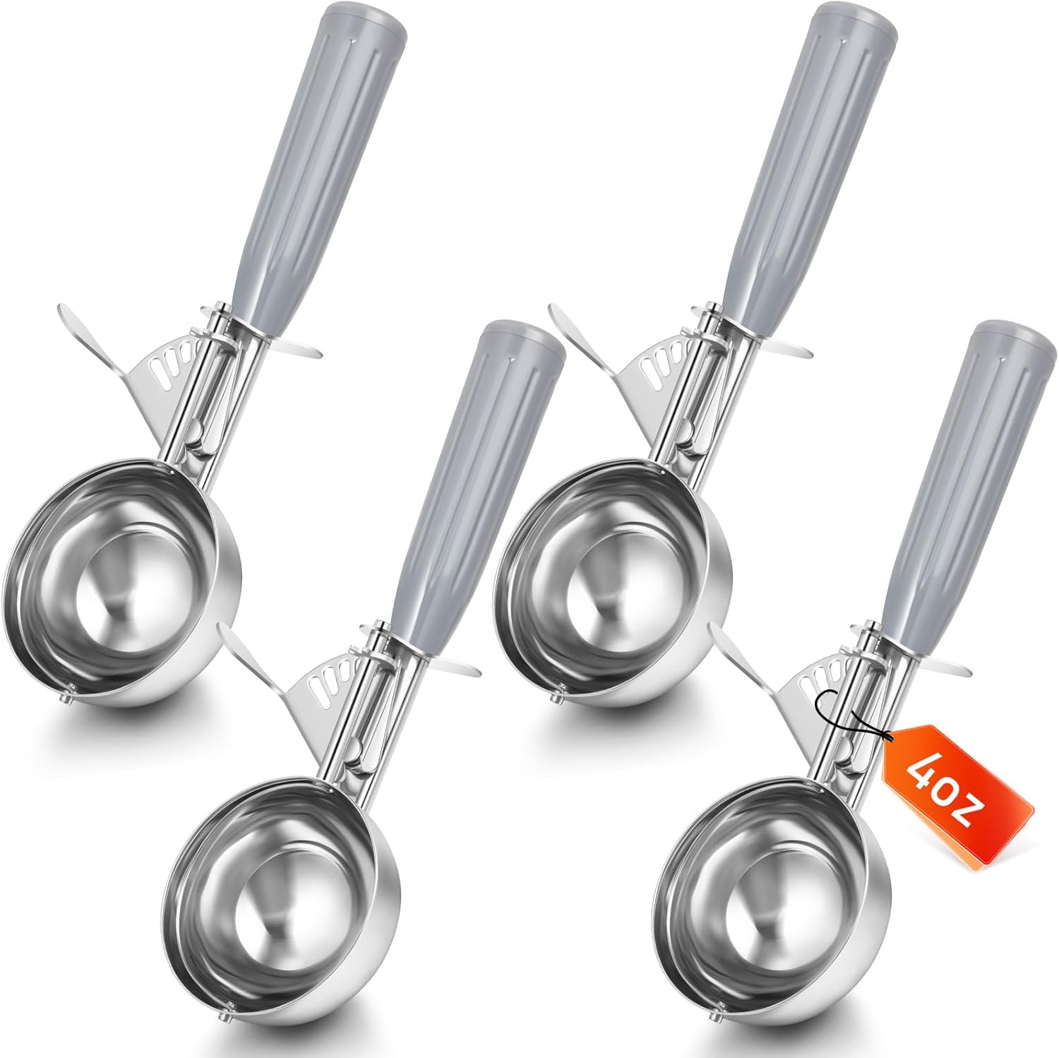 1 Pcs Release Cookie Scoops Ice Cream Scooper with Trigger Release Portion Scoop Stainless Steel for Portion Control, Baking Food, Cookie Dough (8 oz,Ivory)
