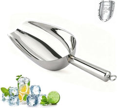 12 Oz 304 Stainless Steel Ice Scoop with Magnetic Hook - Heavy Duty Commercial Ice Shovel for Ice Maker & Freezer, Large Scooper for Bar, Kitchen, Party & Pet Food, Easy to Clean (Silver)