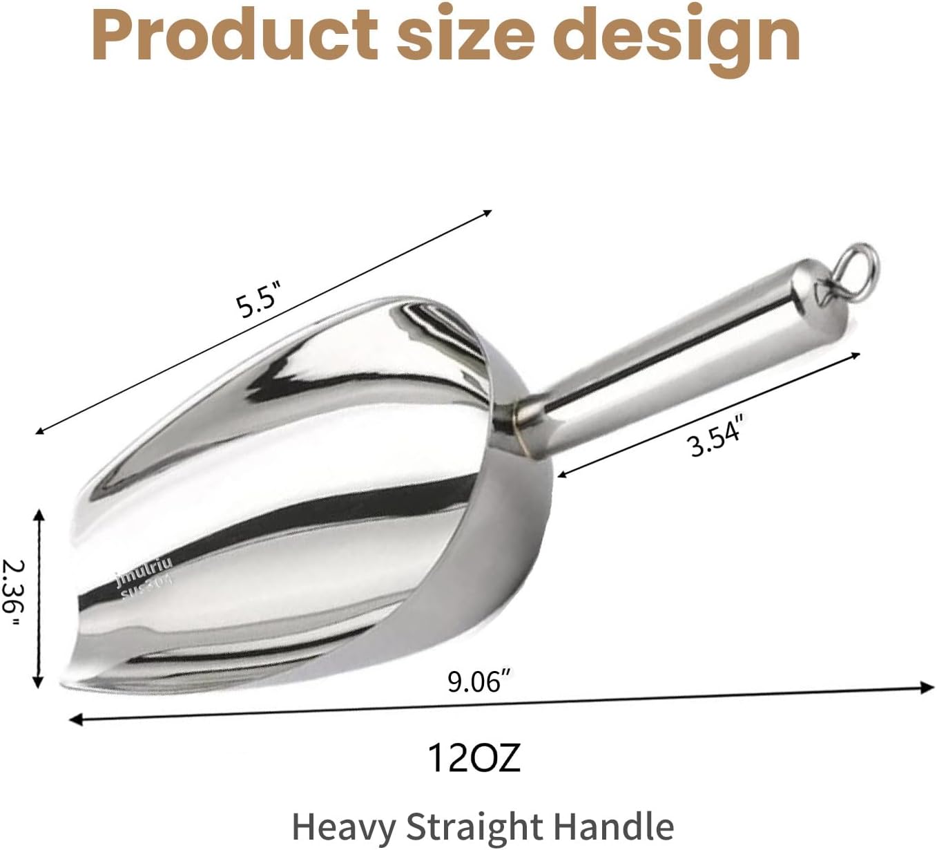 12 Oz 304 Stainless Steel Ice Scoop with Magnetic Hook - Heavy Duty Commercial Ice Shovel for Ice Maker & Freezer, Large Scooper for Bar, Kitchen, Party & Pet Food, Easy to Clean (Silver)