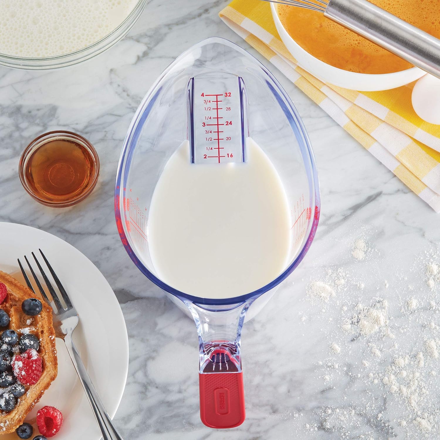 1 Cup Angled Measuring Cup, Easy-Read Markings for Precise Measuring, Dishwasher Safe Kitchen Tool for Baking and Cooking