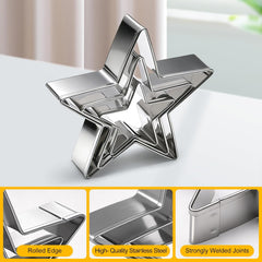 12 Pcs Professional Stainless Steel Cookie Cutters Set - Heart, Flower, Round, Star Shapes Metal Biscuit Cutter, Essential Baking Tools for Dough Preparation