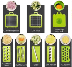 12-in-1 Vegetable Chopper, Multifunctional Onion Dicer & Veggie Slicer with 8 Blades, Food Cutter with Container for Kitchen, Kitchen Gadgets for Potato, Tomato, Garlic