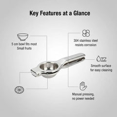 0019 Stainless Steel Manual Citrus Juicer – 5 cm Lemon Squeezer – Portable & Easy to Clean