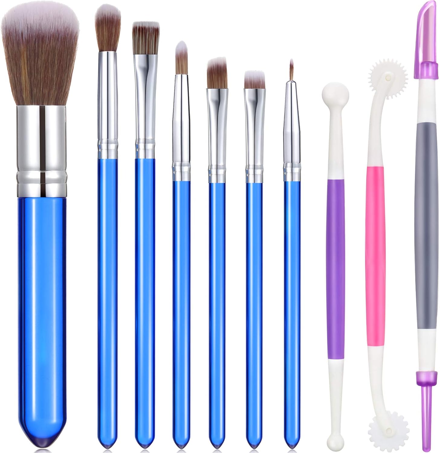 10 Pcs Food Safe Paint Brushes Fondant Tools for Cake Baking Chocolate Sugar Cookie Decoration Cake Brushes for Luster Dust Pastry Decorating Supplies with Fondant and Gum Paste Tool(Purple)