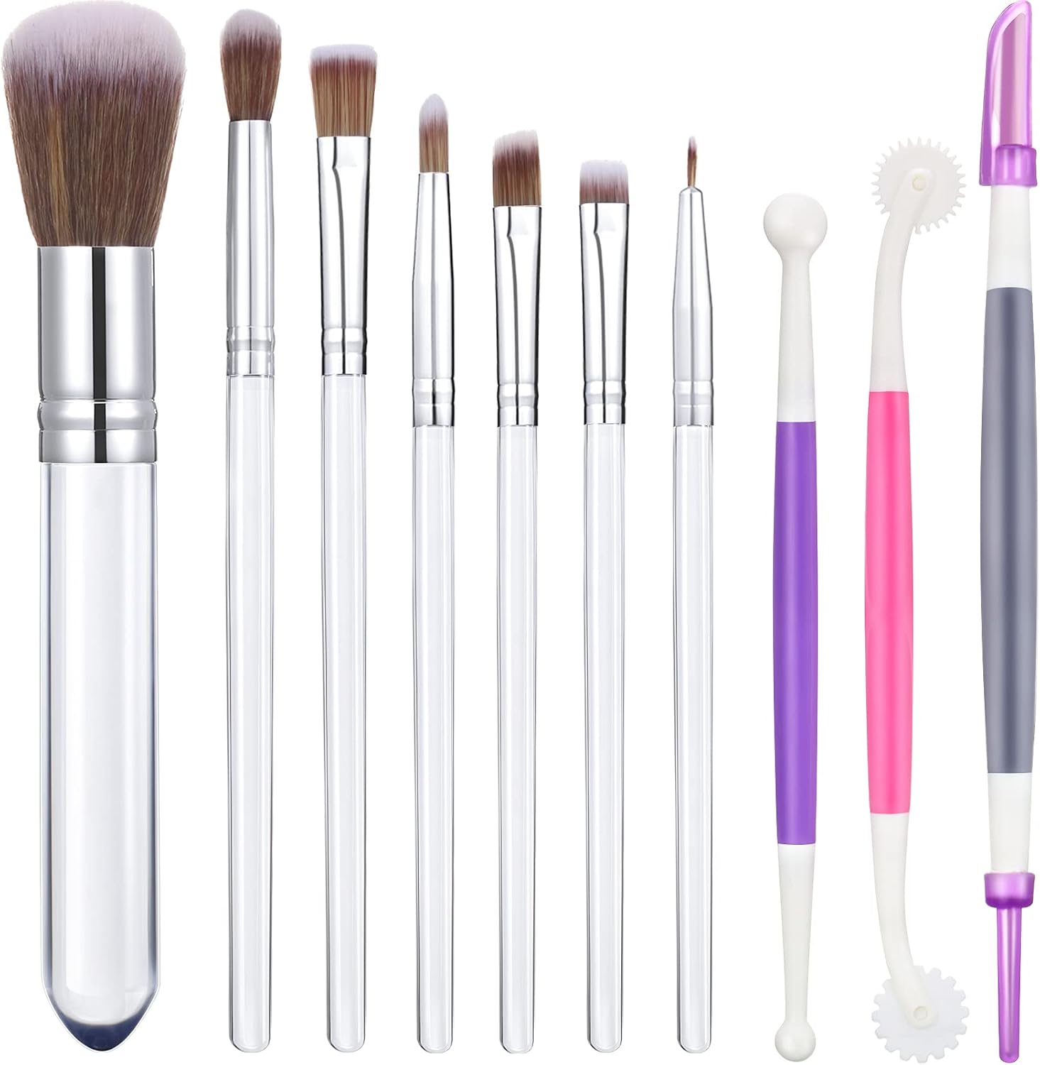 10 Pcs Food Safe Paint Brushes Fondant Tools for Cake Baking Chocolate Sugar Cookie Decoration Cake Brushes for Luster Dust Pastry Decorating Supplies with Fondant and Gum Paste Tool(Purple)