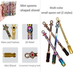 10 Pack Mini Spoons Metal Small Spoons Shovel, Multicolor Tiny Spoon Shovel for Spice DIY Making Pendant and Keychain Ornaments