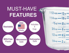 03212 4-1/2 Cup Cool Grip Measure Cup, 36-Ounce Capacity, Plastic with Blue Handle and Graduates