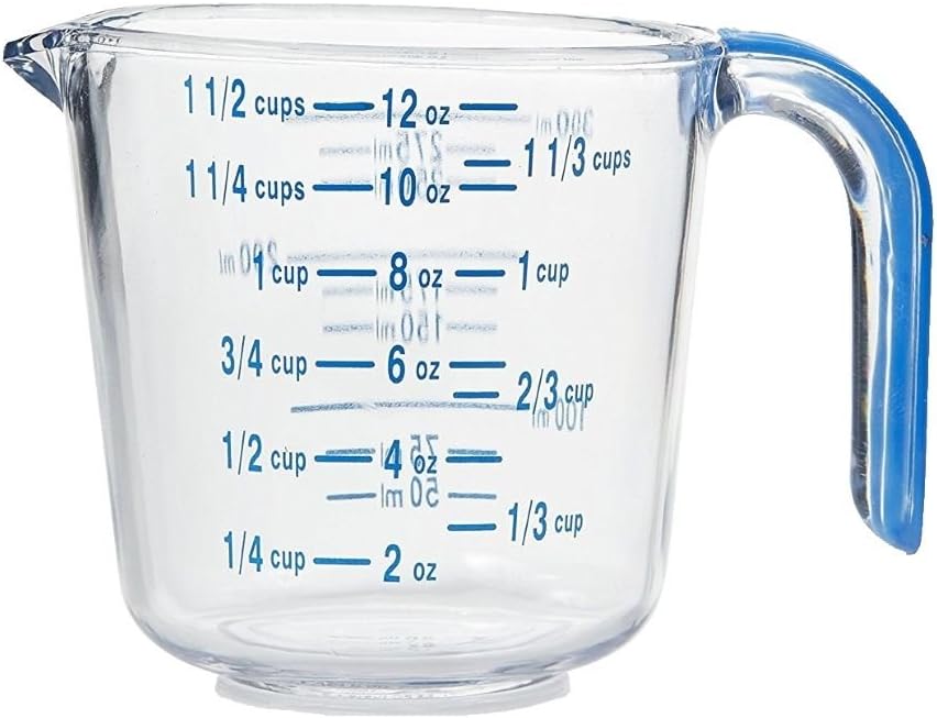03212 4-1/2 Cup Cool Grip Measure Cup, 36-Ounce Capacity, Plastic with Blue Handle and Graduates