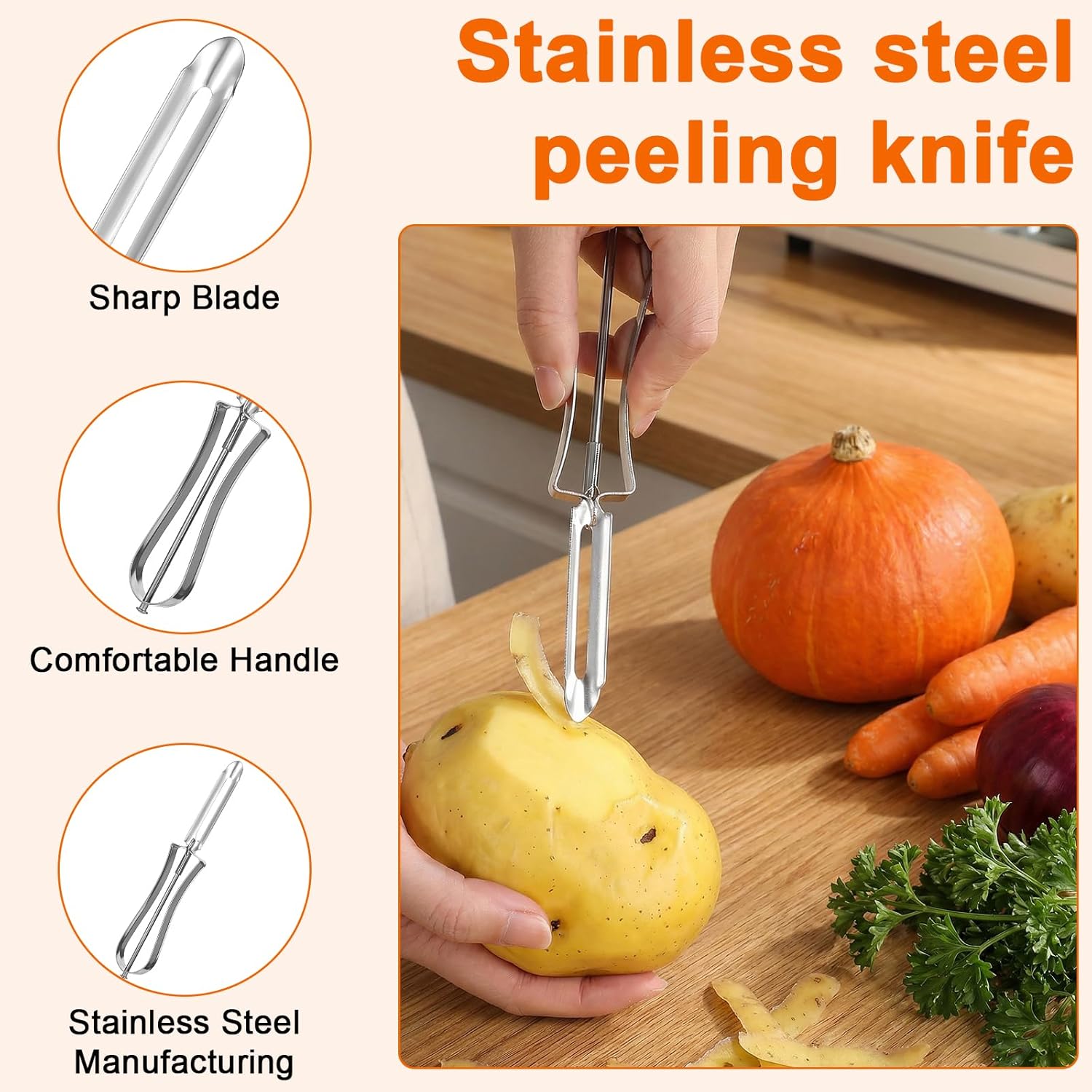 1 Pcs Stainless Steel Vegetable Peeler, Swivel Blade Ergonomic Handle
