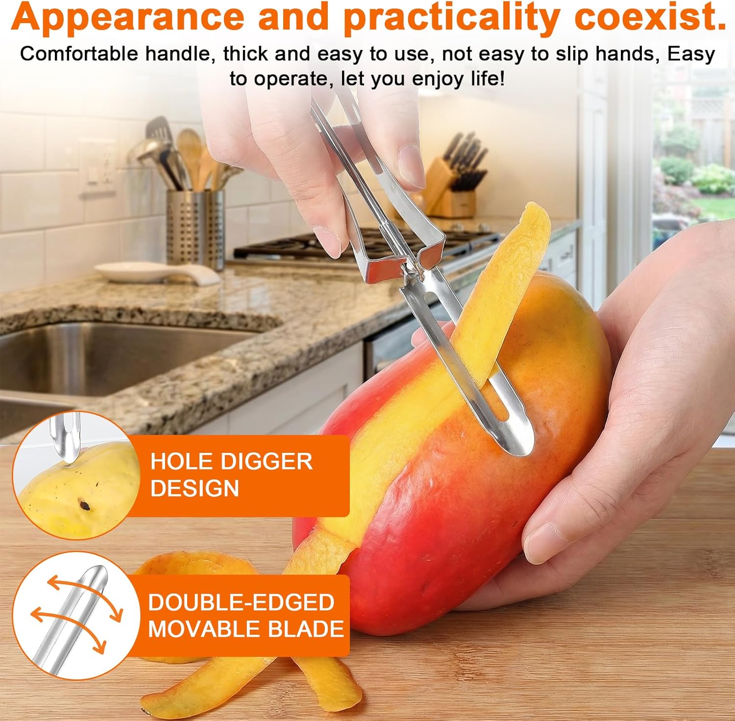 1 Pcs Stainless Steel Vegetable Peeler, Swivel Blade Ergonomic Handle