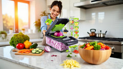 14-in-1 Vegetable Chopper with Container, Manual Onion Cutter, non-electric Food Veggie Chopper Mandoline Slicer, Vegetable Dicer for Cooking Enthusiasts Kitchen Gadgets Tools Multi-Blade