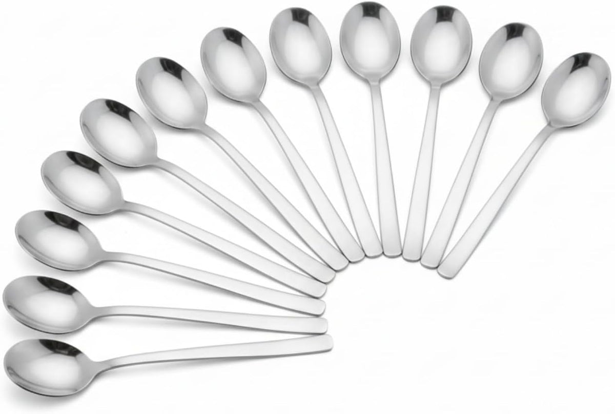 12 Pcs Mini Stainless Steel Spice Spoons, 3.5 Inch, Silver | Tiny Condiment Scoops for Salt, Sugar, Spices, Coffee, Honey, Tea & Seasoning Jars