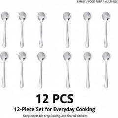 12 Pcs Mini Stainless Steel Spice Spoons, 3.5 Inch, Silver | Tiny Condiment Scoops for Salt, Sugar, Spices, Coffee, Honey, Tea & Seasoning Jars
