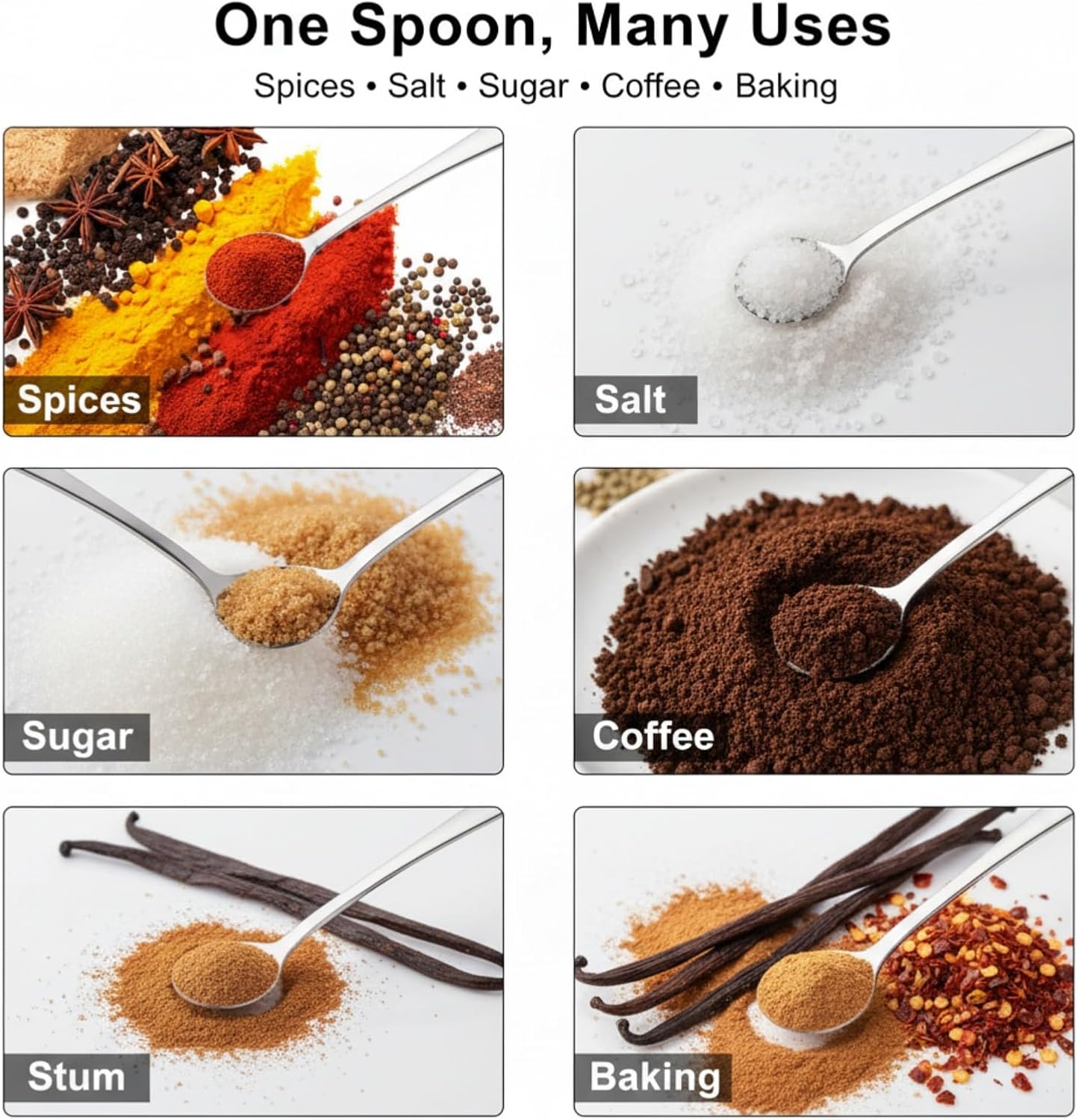 12 Pcs Mini Stainless Steel Spice Spoons, 3.5 Inch, Silver | Tiny Condiment Scoops for Salt, Sugar, Spices, Coffee, Honey, Tea & Seasoning Jars
