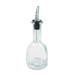 10404 10 oz Glass Bottle Clear Glass, Stainless Steel Pourer 3¼ x 3¼ x 8¼"