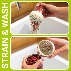 (PINK) Nesting Can Strainer Mini Colander Set - Space Saving Small Colanders and Strainers - Multi Use Kitchen Gadget - Silicone Can Strainer
