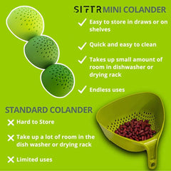 (PINK) Nesting Can Strainer Mini Colander Set - Space Saving Small Colanders and Strainers - Multi Use Kitchen Gadget - Silicone Can Strainer