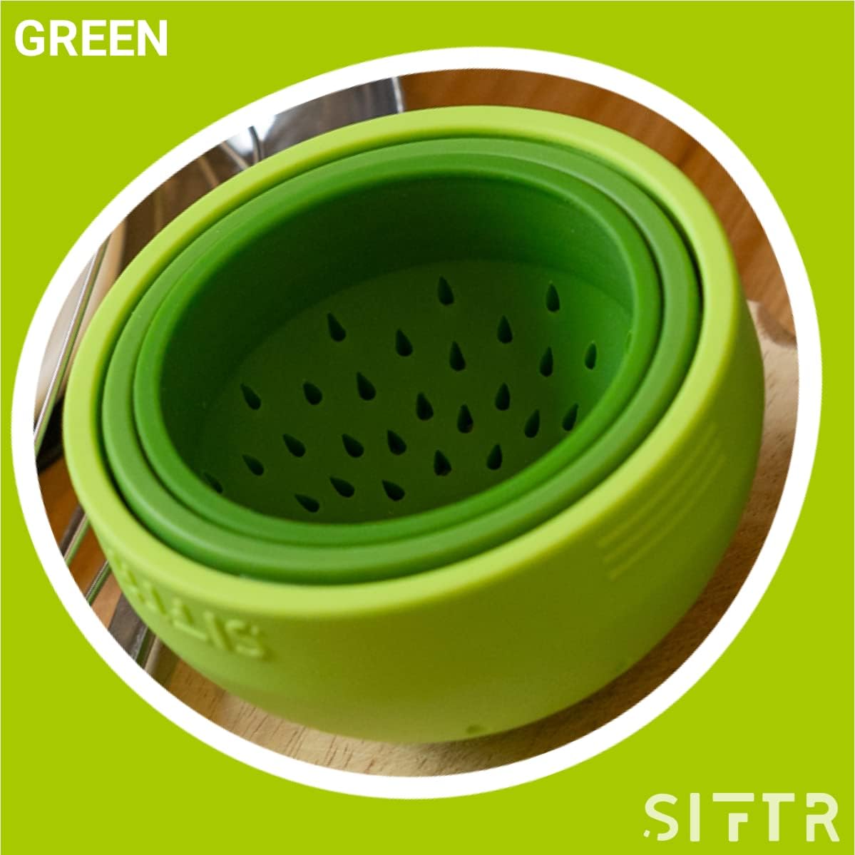 (PINK) Nesting Can Strainer Mini Colander Set - Space Saving Small Colanders and Strainers - Multi Use Kitchen Gadget - Silicone Can Strainer