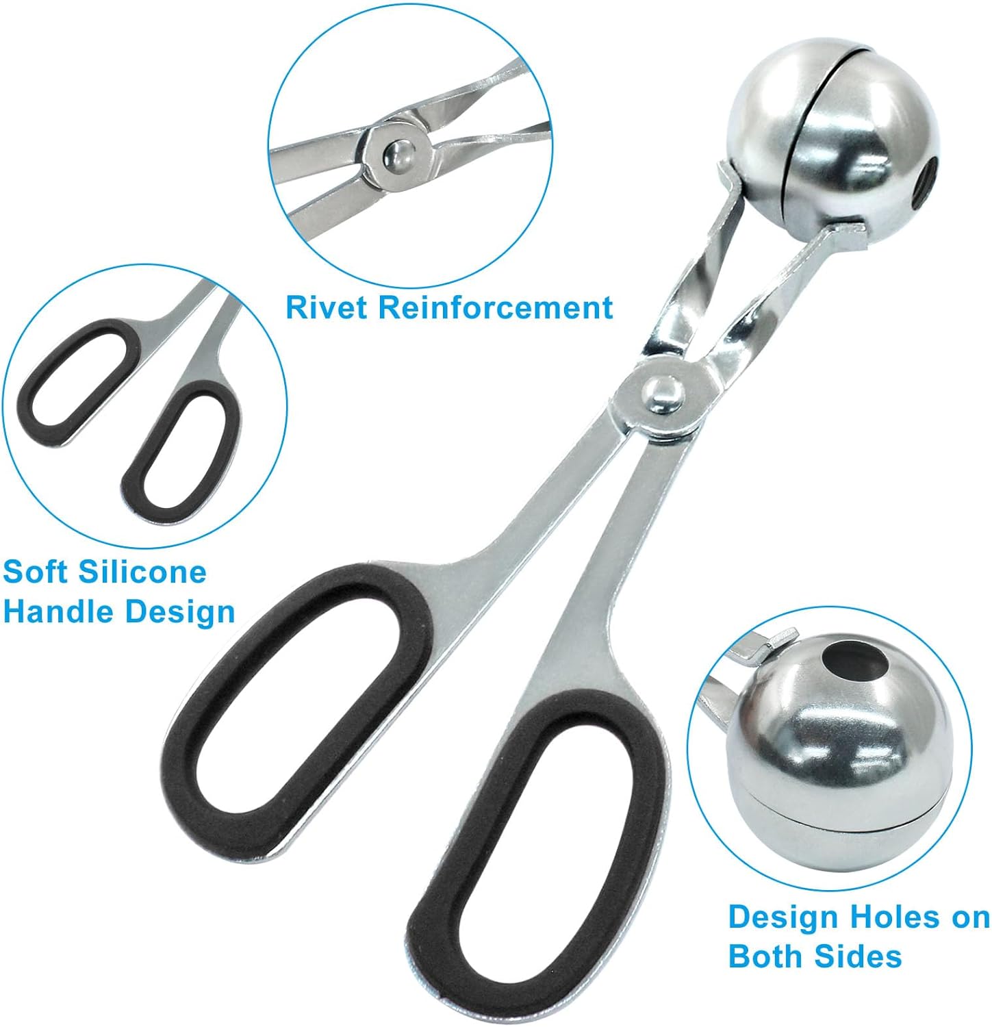 1.38" Meatball Maker, None-stick Meatball Scoop Ball Maker, Stainless Steel Meat Baller Tongs, Cake Pop, Cookie Dough Scoop for Kitchen (Black)