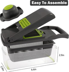 12 in 1 Pro Vegetable Chopper with Container, Multifunctional Veggie Chopper Dicer,Salad Chopper Box, Mandoline Slicer,Food Chopper with Sharp Blades, Easy to Clean