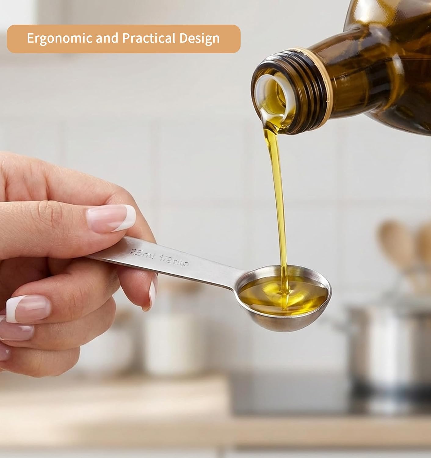 1/2 Teaspoon Measuring Spoons, 3Pcs Stainless Steel Short Design Kitchen Tools for Precise Cooking Baking Spices Measurement, 2.5ml
