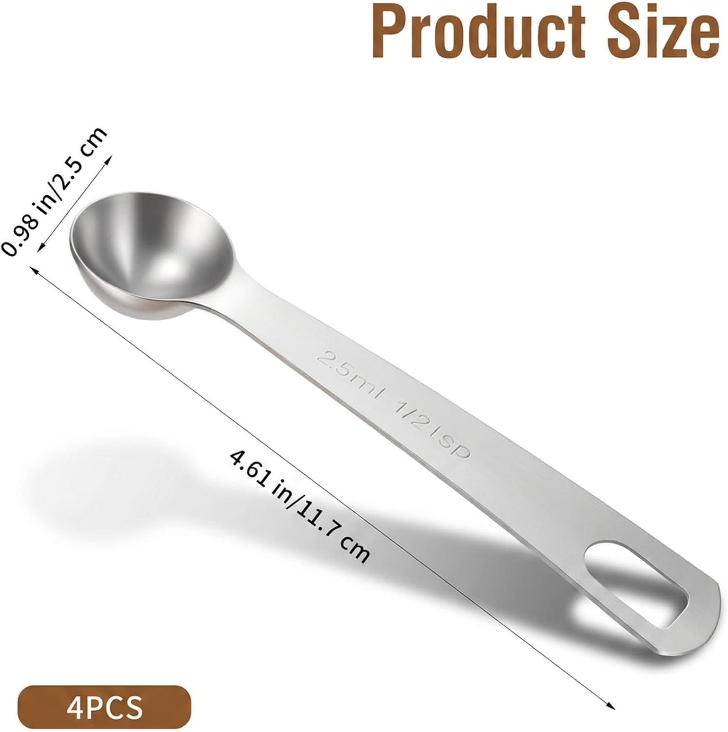 1/2 Teaspoon Measuring Spoons, 3Pcs Stainless Steel Short Design Kitchen Tools for Precise Cooking Baking Spices Measurement, 2.5ml
