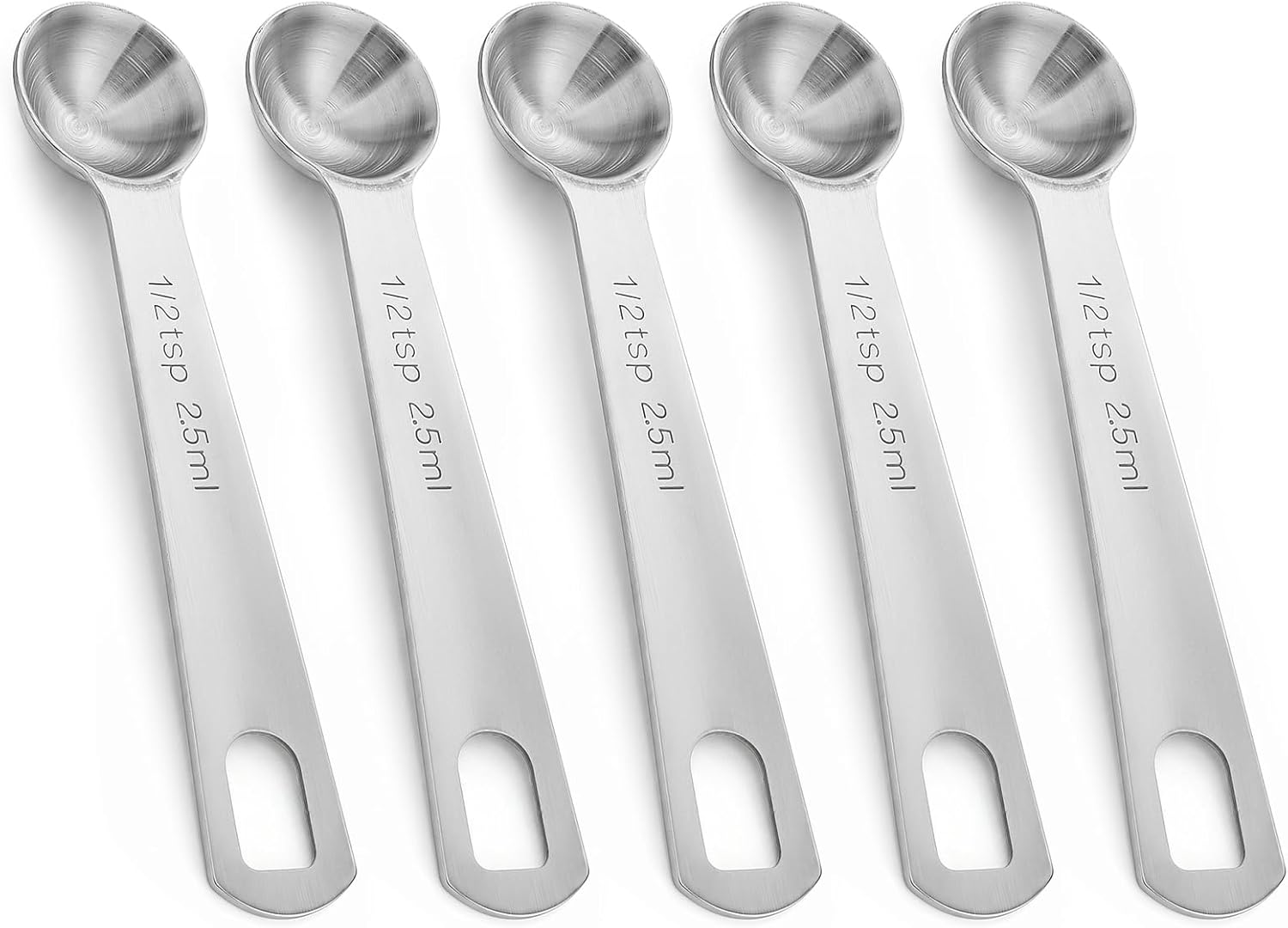 1/2 Teaspoon Measuring Spoons, 3Pcs Stainless Steel Short Design Kitchen Tools for Precise Cooking Baking Spices Measurement, 2.5ml