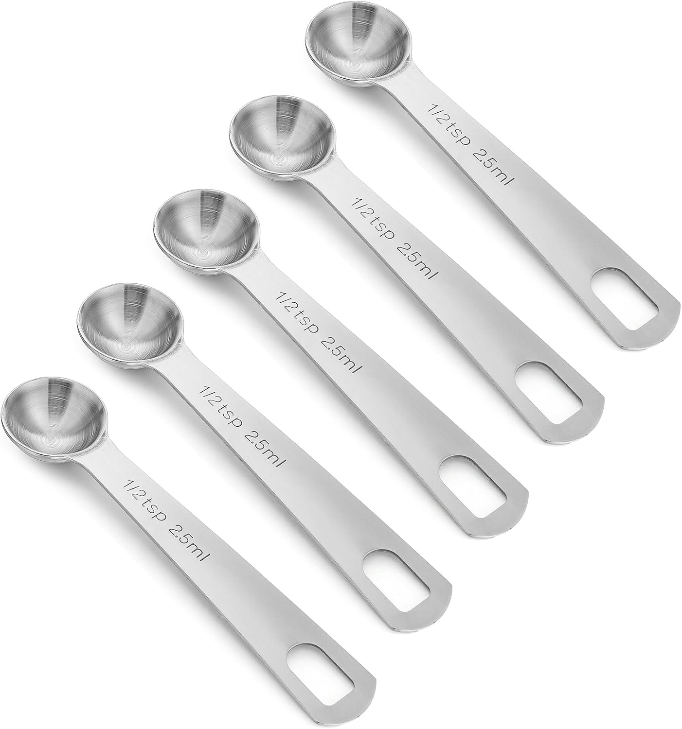 1/2 Teaspoon Measuring Spoons, 3Pcs Stainless Steel Short Design Kitchen Tools for Precise Cooking Baking Spices Measurement, 2.5ml