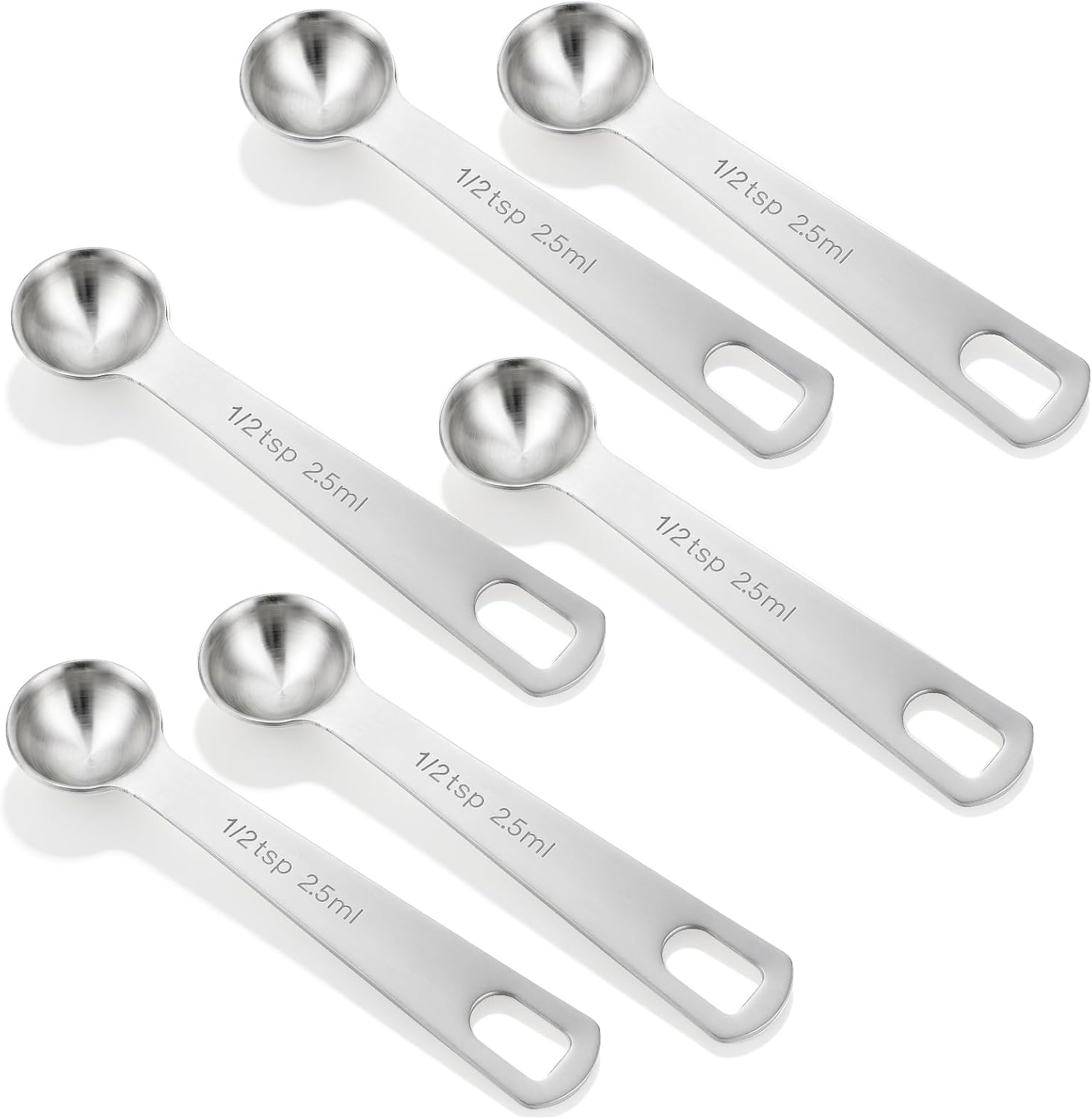 1/2 Teaspoon Measuring Spoons, 3Pcs Stainless Steel Short Design Kitchen Tools for Precise Cooking Baking Spices Measurement, 2.5ml