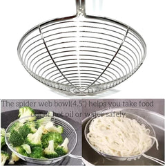 13.7-inch Spider Strainer Skimmer Stainless Steel Pasta Strainer Spoon for Cooking and Frying, Wire Skimmer Ladle Kitchen Utensils Fryer Scoop Spoon.