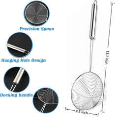 13.7-inch Spider Strainer Skimmer Stainless Steel Pasta Strainer Spoon for Cooking and Frying, Wire Skimmer Ladle Kitchen Utensils Fryer Scoop Spoon.